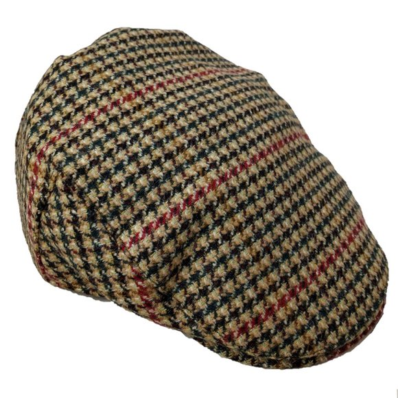 Men's Kirby Genuine British Wool Tweed Cap ZH043-2A RED/BLACK/GREEN - PICK SIZE - Picture 11 of 11